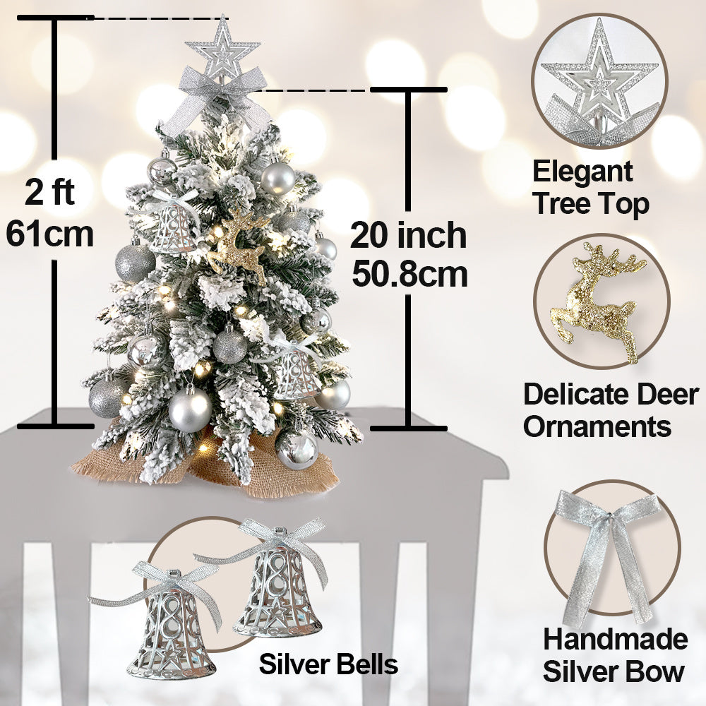 2ft Mini Arbre De Noël Avec La Lumière Artificielle Avec Floqué Neige, exquis POUR Décoration  de Noël Ornements Pour Maison et le Bureau