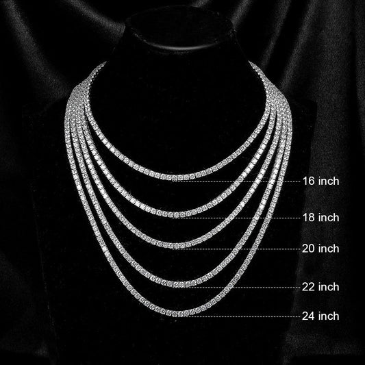 Collier de tennis Zircon 2mm 4 griffe argent S925