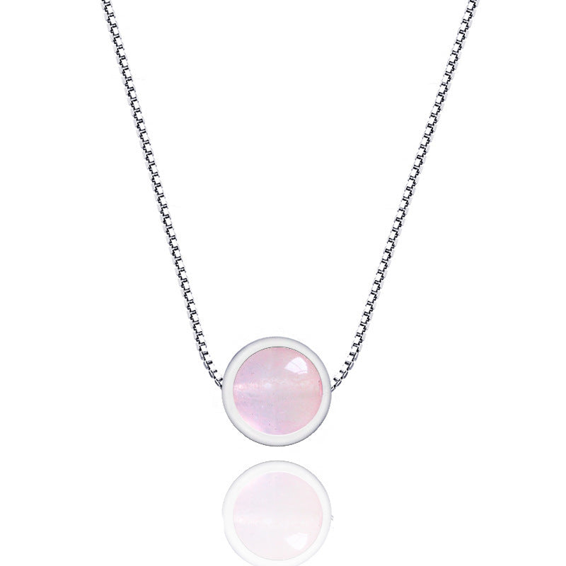 Collier de quartz fraise en argent sterling 925