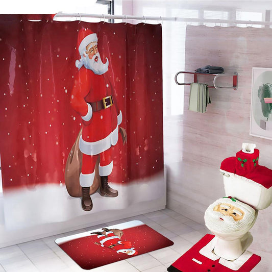 Décorations  noël  pour Salle De Bains Rideau Santa Claus Siège De Toilette