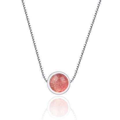 Collier de quartz fraise en argent sterling 925